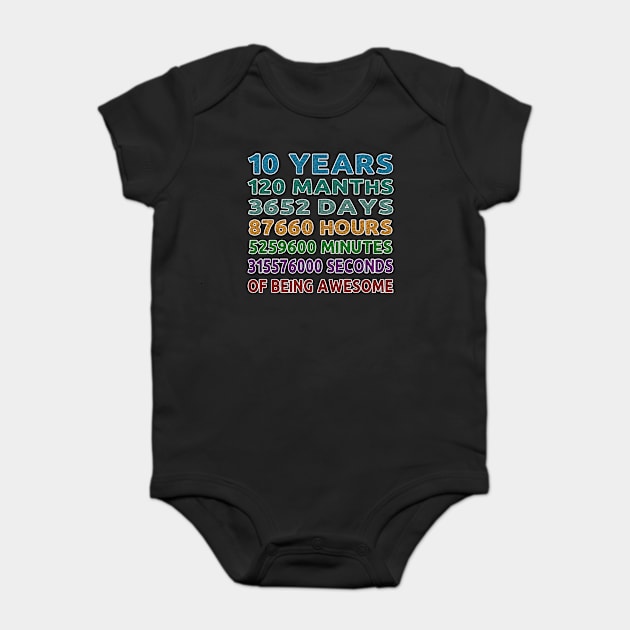 10 Years Old 10th Birthday Vintage Baby Bodysuit by bakry